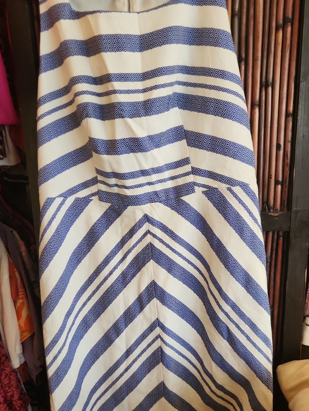 The Limited White and Blue Striped Fit & Flare Dress - Picture 2 of 5
